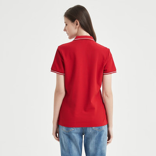 WEIPENG 威鹏 夏季女士T恤纯棉休闲纯色显瘦弹力短袖t恤针织衫J22087 红色 S