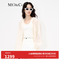 MO&Co.2023夏新品三醋酸混纺光泽感连帽衬衫MBC2SHT009设计感小众 象牙白色 XS/155