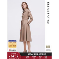 ELLASSAY歌力思2023早春新款衬衫翻领时尚慵懒风衣女EWE341F01500 驼棕色 XS