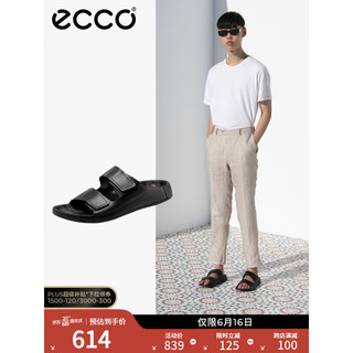 爱步（ECCO）男士勃肯鞋 夏季新款魔术贴拖鞋男 科摩500924 黑色50092401001 40