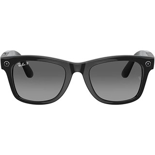 雷朋（RayBan） Wayfarer 旅行者智能眼镜正方形可充电 视频录制音频语音控制 防紫外线 闪亮黑/绿 墨镜防紫外线 50mm