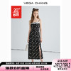 VEGA CHANG碎花连衣裙女夏方领法式小众泡泡袖下摆开叉茶歇裙子 花色（吊带） M