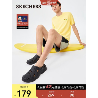 斯凯奇（Skechers）洞洞鞋男凉鞋男时尚简约舒适减震踩屎感半拖鞋 243201父亲节礼物 全黑色/BBK 39.5