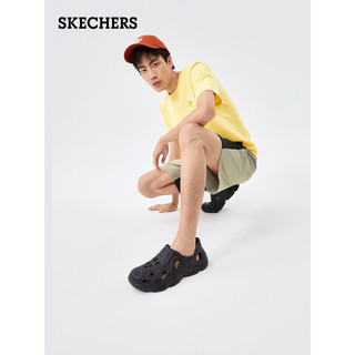 斯凯奇（Skechers）洞洞鞋男凉鞋男时尚简约舒适减震踩屎感半拖鞋 243201父亲节礼物 全黑色/BBK 39.5