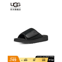 UGG2023夏季男士凉鞋魔术贴一字沙滩休闲拖鞋 1136651 BLK黑色 40