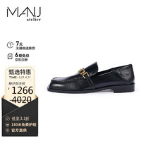 MANU Atelier 马努光面小羊皮奢侈品女鞋 THE TAP LOAFERS系列 黑色35