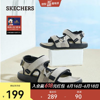 斯凯奇（Skechers）凉鞋男沙滩鞋夏季魔术贴男士休闲简约舒适透气百搭时尚拖鞋237292 TPBK灰褐色/黑色 42.5