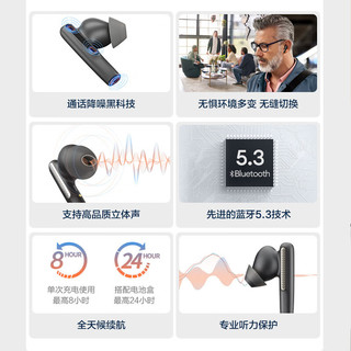 Plantronics 缤特力 Voyager Free 60 真无线蓝牙降噪耳机 防尘防水 超长续航 支持无线充电 黑色