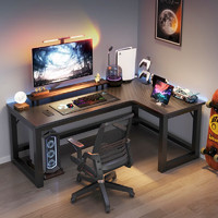 蔓斯菲尔 MSFE）  书架组合办公桌180cm 单桌碳纤维色右款180x120 L型宽大桌面