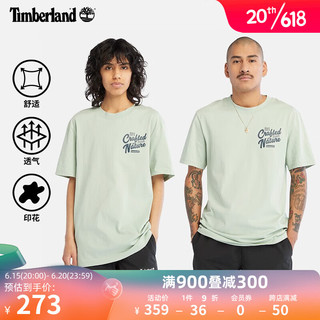 添柏岚（Timberland）官方男女同装短袖T恤23夏季户外休闲印花A6QY5 A6QY5Q43/霜绿 S