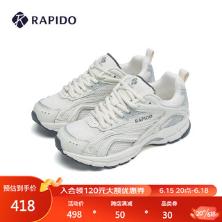 Rapido雳霹道2023年春季新款男女款系带运动鞋网眼舒适休闲鞋CQ3ZK3S42 象牙色 40