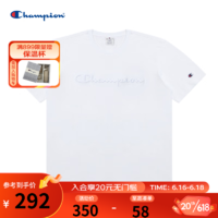 Champion冠军2023夏季全棉刺绣小c LOGO纯色T恤女 白色 XL