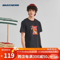 斯凯奇（Skechers）市系列2023年夏季潮流时尚情侣款运动短袖T恤衫 L223U055-0018 碳黑 XS