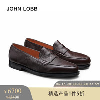 JOHN LOBB 男士 Lopez 深棕色鹿皮乐福鞋 8H(42.5)