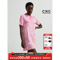 C'N'CCNC女装23年春夏新款短袖连衣裙品牌时尚针织字母裙 粉红 M（165/84A）