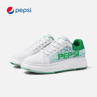 百事（PEPSI）可乐男鞋休闲板鞋多巴胺穿搭情侣款小白鞋男士运动鞋老爹鞋男女鞋 白/绿 44