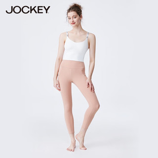 JOCKEY女士文胸运动健身瑜伽裤防震胸罩高腰训练裤无痕内衣透气套装 粉色-长裤 M
