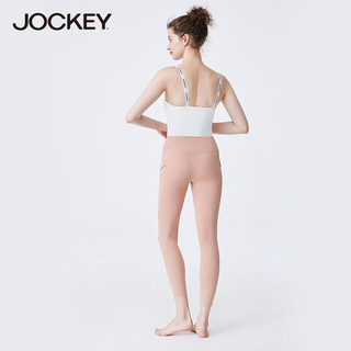 JOCKEY女士文胸运动健身瑜伽裤防震胸罩高腰训练裤无痕内衣透气套装 粉色-长裤 M