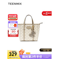 TEENMIX 天美意 2023秋新商场同款大容量托特包通勤百搭女单肩包X2666CX3 杏灰 F