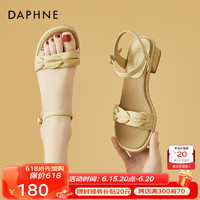 DAPHNE 达芙妮 凉鞋女夏2023夏季新款女鞋仙女风一字带罗马鞋 黄色跟高4.2cm 39标准码