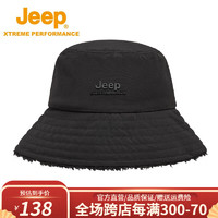 Jeep（吉普）加绒渔夫帽男秋冬季款户外防风保暖休闲男女时尚抗皱加厚遮阳帽 黑色56-60cm 默认1