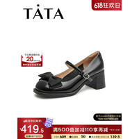 他她（TATA）2023春商场同款甜美百搭方跟玛丽珍女新款U8QA1AQ3 黑色 34