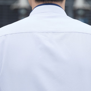 吉普（JEEP）短袖衬衫男立领撞色拼接商务休闲衬衣简约男装半袖WZ7237 浅蓝色 XXXL