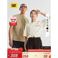 CAT卡特23夏新款男女同款户外休闲简约时尚修身短袖T恤商场同款 米白 S