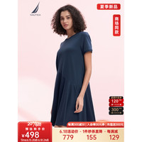 诺帝卡(NAUTICA)女装23春夏新款柔软透气凉感舒适连衣裙女32DO01 浅藏青色40S L