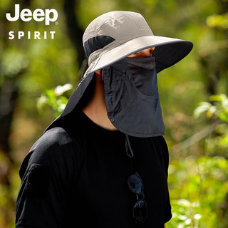 Jeep吉普帽子男士四季遮阳帽休闲户外网眼透气护脖护脸太阳帽