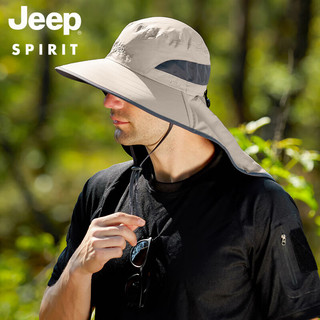 Jeep吉普帽子男士四季遮阳帽休闲户外网眼透气护脖护脸太阳帽