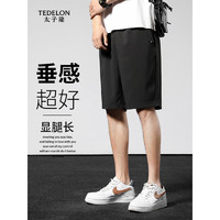 太子龙（TEDELON）短裤男夏季冰丝薄款宽松休闲直筒五分沙滩裤B1-37-K26 黑色 2XL