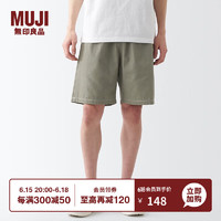 无印良品（MUJI）男式 钱布雷 轻便短裤 裤子 休闲裤 AED17A3S 卡其绿 M