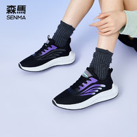 森馬（Senma）飞织鞋女鞋春夏运动鞋女网面运动鞋女士慢跑步鞋子女 黑紫色(女鞋)G款AB-BK882BZ 37