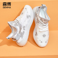 森馬（Senma）飞织鞋女鞋春夏运动鞋女网面运动鞋女士慢跑步鞋子女 牛奶灰(女款)B款RZ-K01H 37