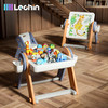 Lechin 乐亲 儿童玩具多功能大颗粒拼装积木桌折叠画板二合一108颗粒动物世界