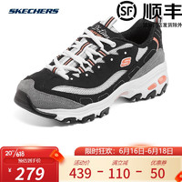 Skechers斯凯奇女鞋春夏季时尚复古运动休闲百搭减震耐磨厚底拼色老爹鞋 黑灰粉色 36.5/内长23.5