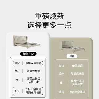 喜临门现代简约皮床 主卧排骨架双人床 维森升级版 墨灰色1.8米*2米