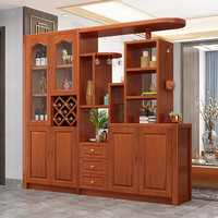 贵妃实木间厅柜客厅玄关柜门厅柜装饰隔断酒柜中式双面屏风现代储物柜 实木间厅柜4门2.1米 海棠色