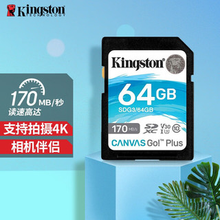 Kingston 金士顿 SD存储卡 高速相机单反微单内存卡  class10 170M/S SDG3/64G