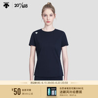 DESCENTE迪桑特 WOMENS RUNNING系列 女子短袖针织衫 D3232RTS01 NV-藏青色 S(160/80A)