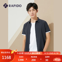 Rapido雳霹道2023年夏季新款男子R系列商务休闲短袖衬衫外套CN3439U09 深灰色 175/92A