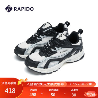 Rapido雳霹道2023年春季新款男女款系带运动鞋网眼舒适休闲鞋CQ3ZK3S42 黑色 43
