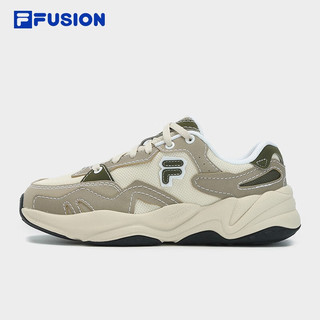 斐乐（FILA）FUSION斐乐潮牌FLASH女鞋复古潮鞋2023秋轻户外跑步鞋运动鞋 米色/砂灰-AT 37.5