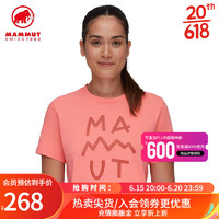 MAMMUT猛犸象Massone 女士户外攀岩透气时尚印花短款圆领T恤 粉橙色 S