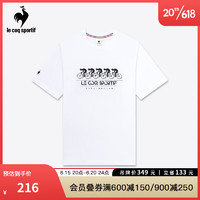 乐卡克法国公鸡男2023夏新款时尚休闲运动圆领短袖T恤CC-0110231 白色/WHT XL