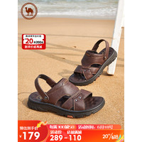 骆驼牌男士凉鞋两穿商务休闲皮凉鞋透气户外沙滩鞋 P13M211011 棕色 39