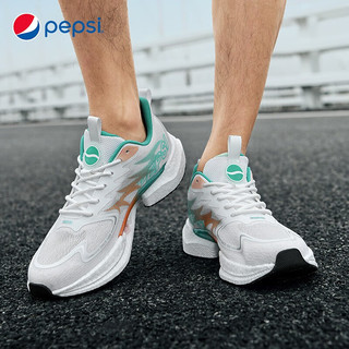 百事（PEPSI）可乐男鞋新款轻便防滑运动鞋夏季网面透气老爹鞋减震跑步鞋子男 白/浅绿 44