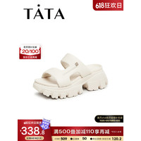 他她（TATA）2023夏时尚简约百搭舒适厚底拖鞋女鞋新款WNM02BT3 米白 38