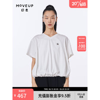 幻走（MOVEUP）2023夏季新款 丈根胶章设计师短款T恤女 赤白橡 S